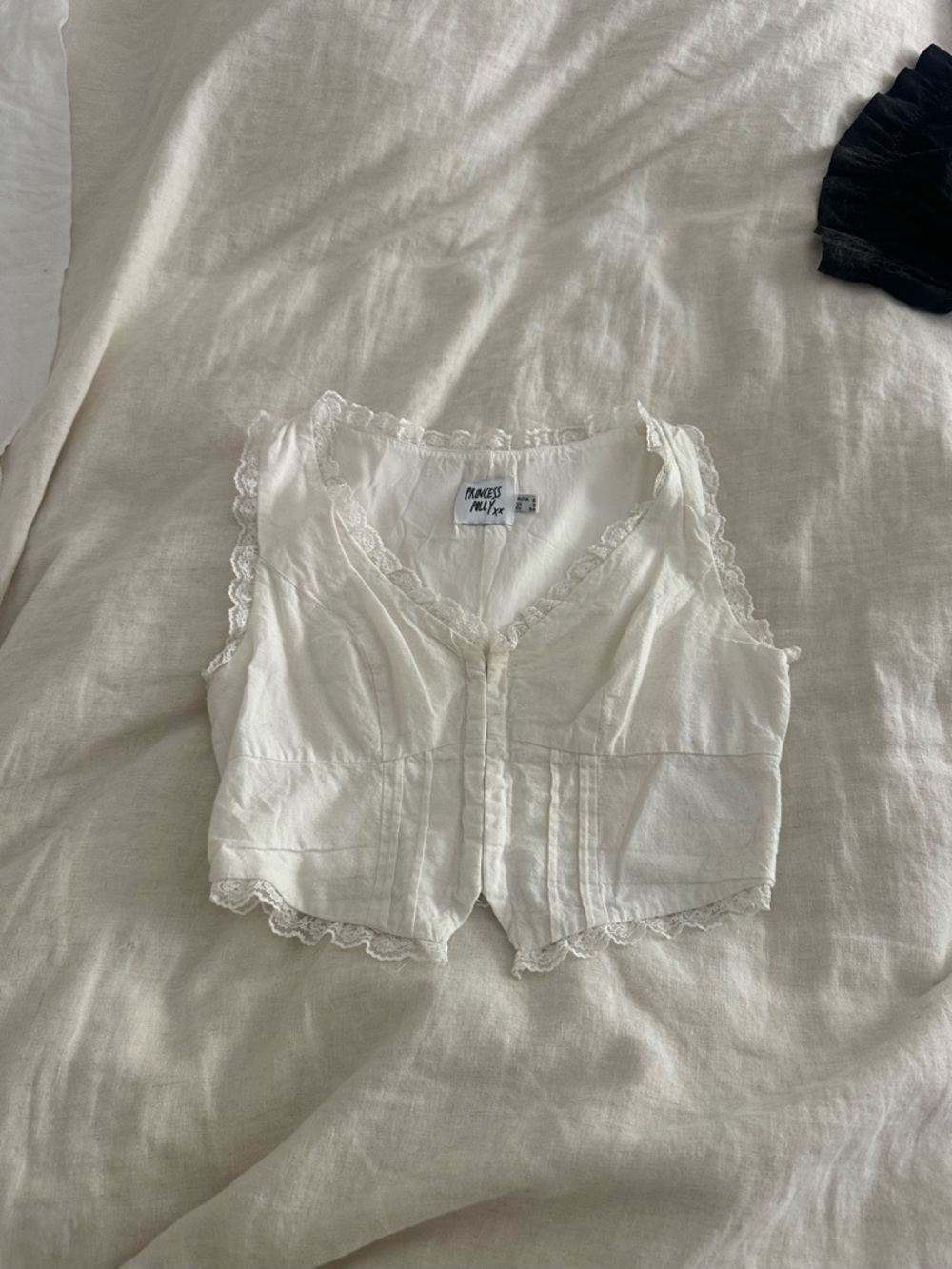 Princess Polly Cream Lace-Trim corset Top